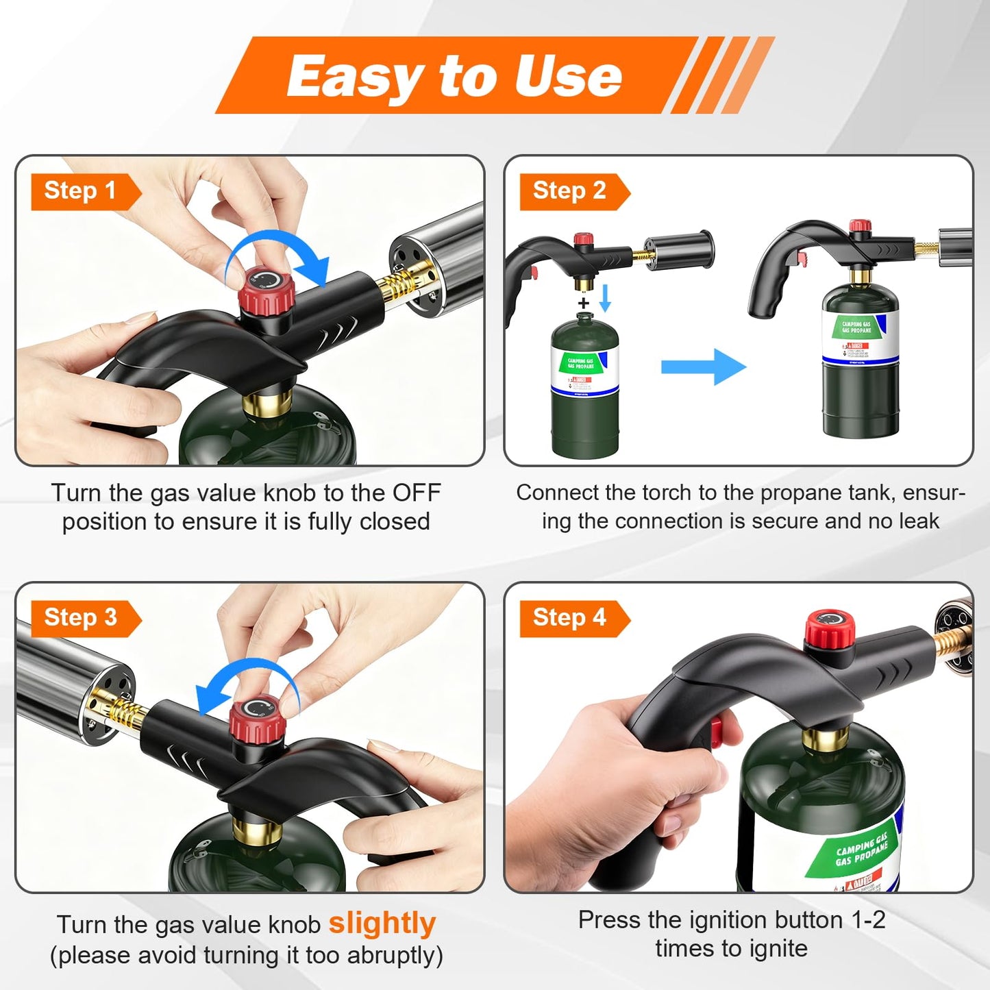 Yunziling Propane Torch – Adjustable Grill Torch with Flame Control for Steak, BBQ, Campfire & Charcoal Starter – Professional Kitchen Torch for Culinary & Outdoor Use (Propane Tank Not Included)