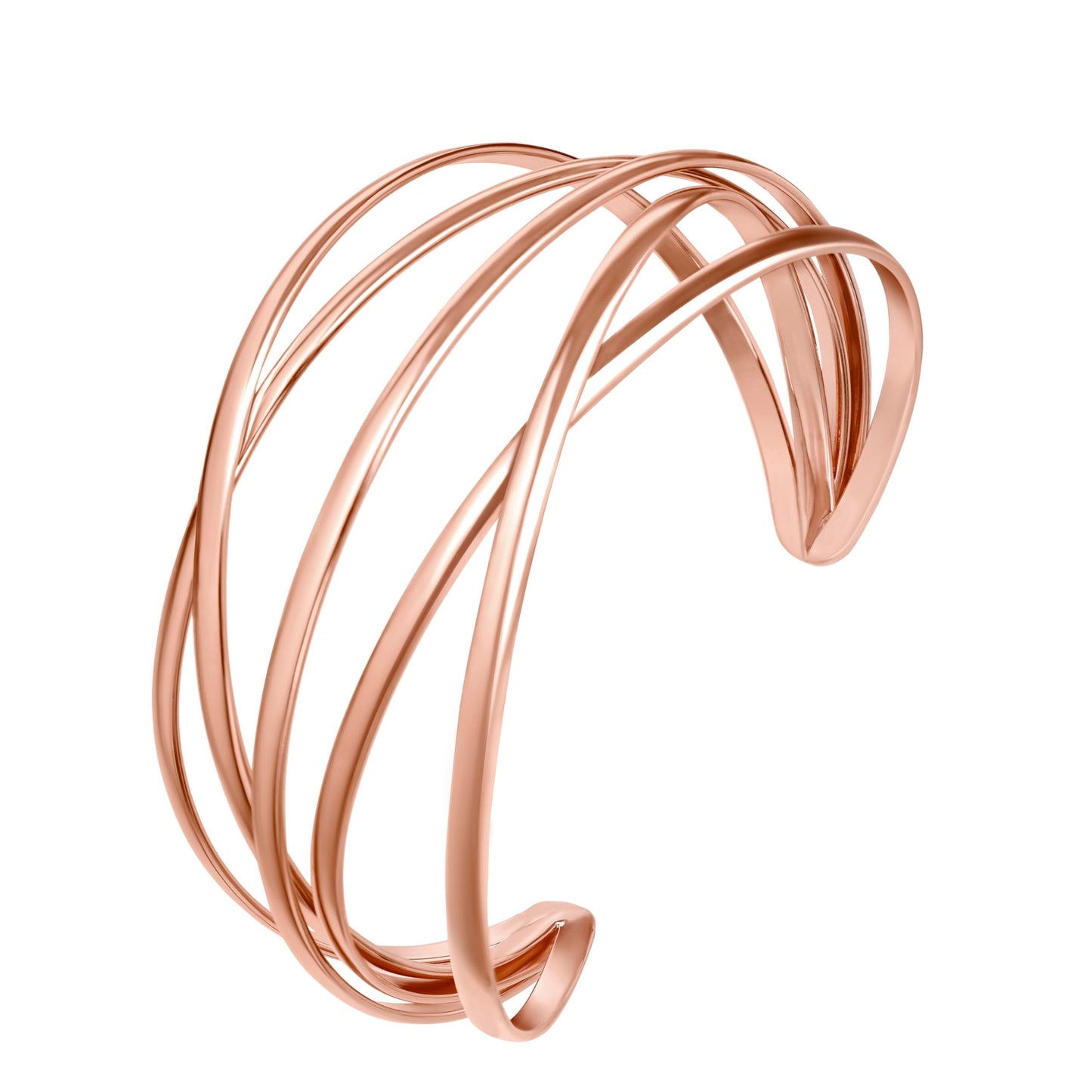SELFWIMG Rose Gold Bangle Bracelets for Women Chunky Cuff Bracelets Statement Multi-layer Cross Wire Cuff Bangle Bracelet Open Wrist Trendy Jewelry Gifts