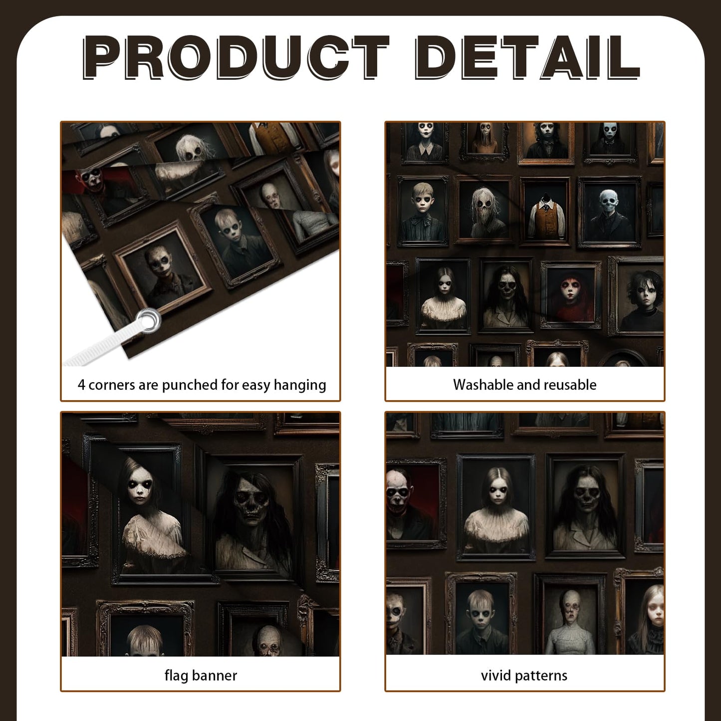6x3.6ft Halloween Portrait Backdrop Banner Horror Decorations Haunted Banner Gothic Mansion Portraits Halloween Black Photography Background