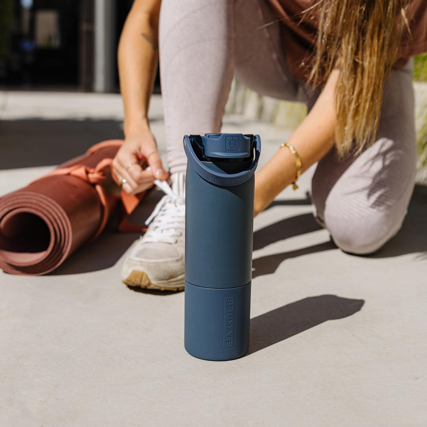 BrüMate Rise 25oz Water Bottle With 100% Leakproof Covered Silicone Straw | Insulated Stainless Steel Water Bottle | Cup-Holder Friendly | Fast Flow | Soft Sip Silicone Spout | BPA-Free (Dune)