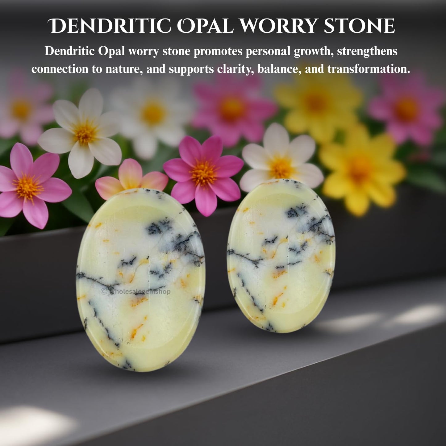 GEMSCITE Dendrite Agate Thumb Worry Stones Metaphysical Gemstone Crystal Healing Reiki Men Women Gift FENG Shui Positive Energy Love Wellness Palm Stones Wicca Powerful
