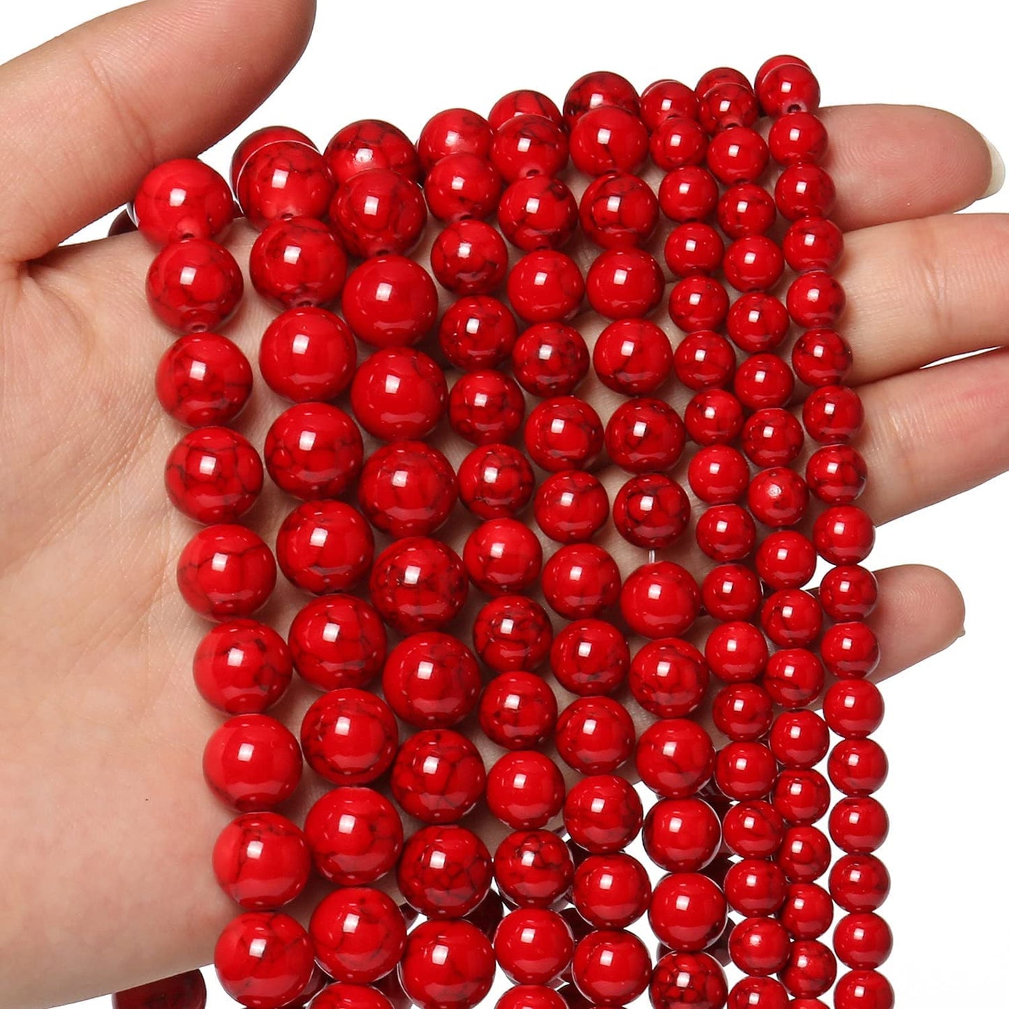 Beads for Bracelets Red Beads 6MM Beads Red Turquoise Bead Crystal Gemstone Beads for Bracelets, Natural Stone Beads for Jewelry Making About 60pcs