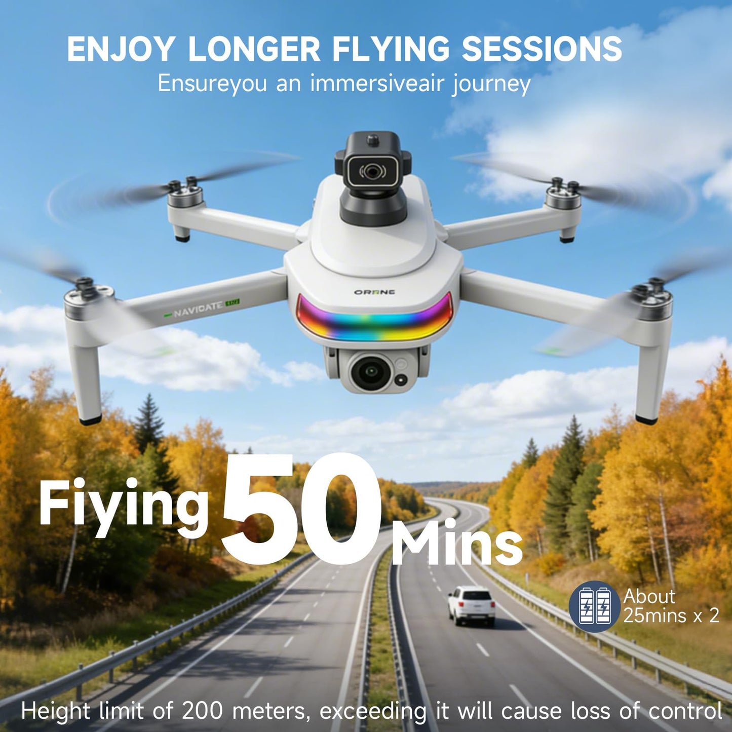 HZMOFTJ Drones With Dual Camera For Adults 4k,Gps Drone With Screen On Controller,Electric Adjustable Camera 90 °,Auto Return,Obstacle Sensing,Ai Track&Orbit Mode,50 Mins Flight,2 Battery ,For Beginner Toy Gifts