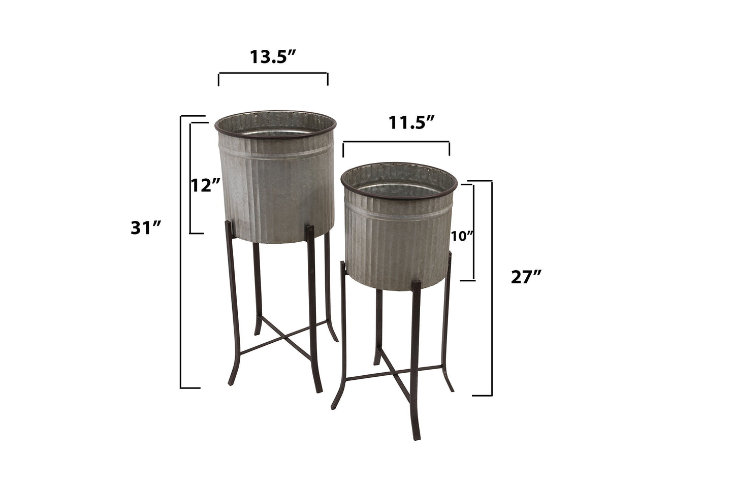 Creative Co-Op Set of 2 Iron Planters on Stands