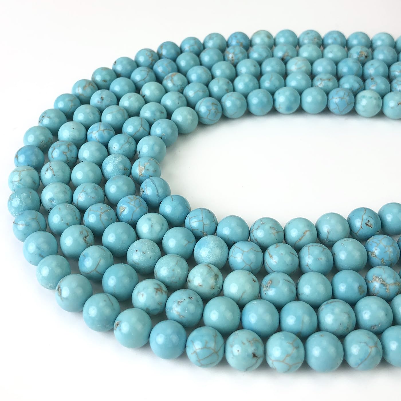 6mm Blue Turquoise Beads Round Gemstone Loose Beads for Jewelry Making (60-64pcs/strand)