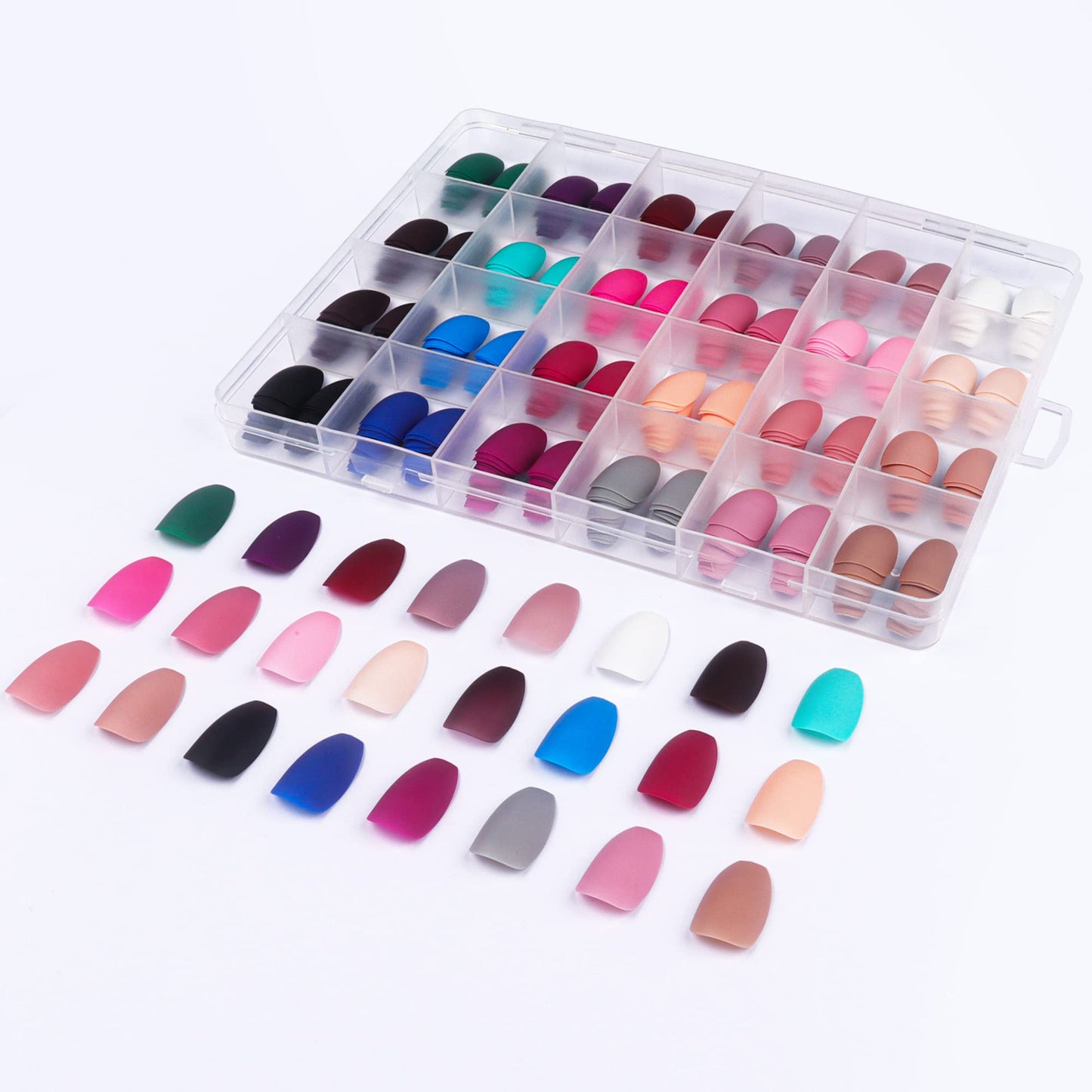 LADYING Press On Nails, 576 Pcs Medium Length Square False Nails with Matte Finish, 24 Color Sets, Acrylic ABS Material, Includes Nail Glue, Adhesive Tabs,and File