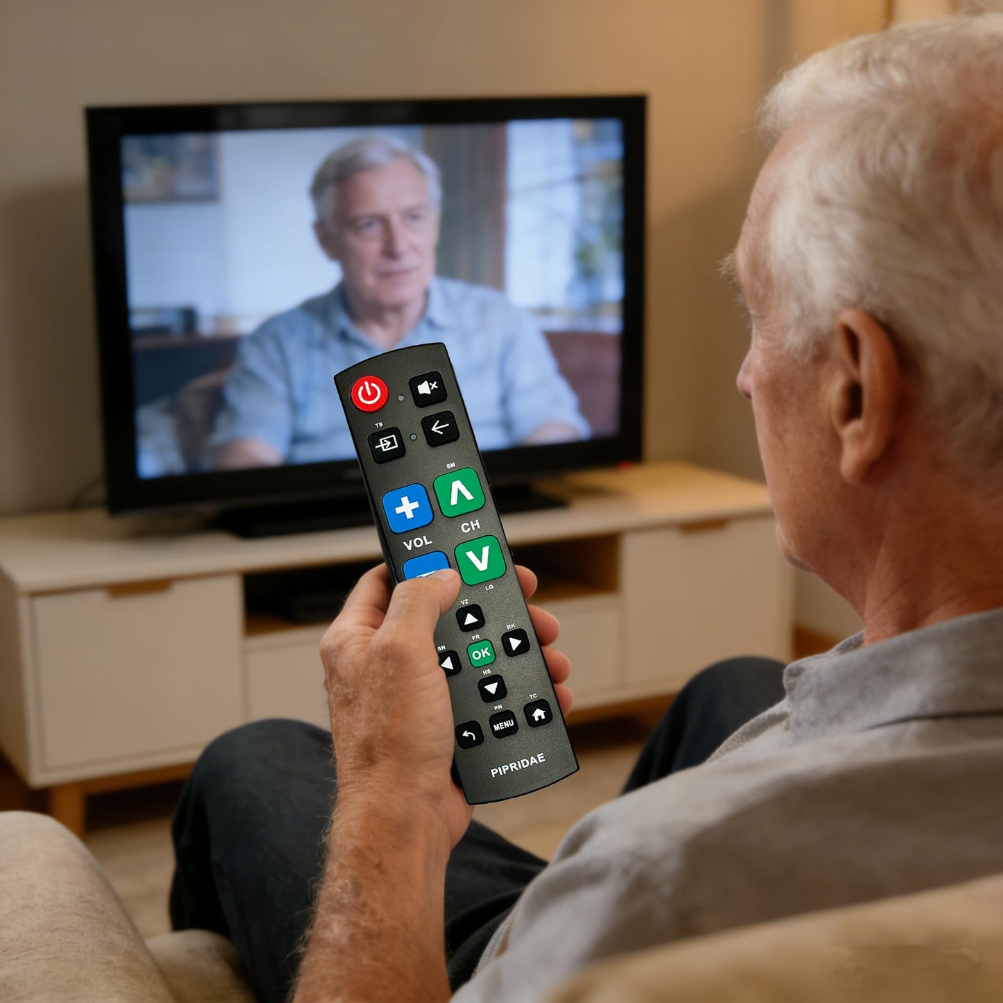 PIPRIDAE Remote Control Compatible with Samsung/LG/VIZIO/Sony/Hisense/Philips/Panasonic TVs，Large-Print Big Button Remote Control Designed for Seniors