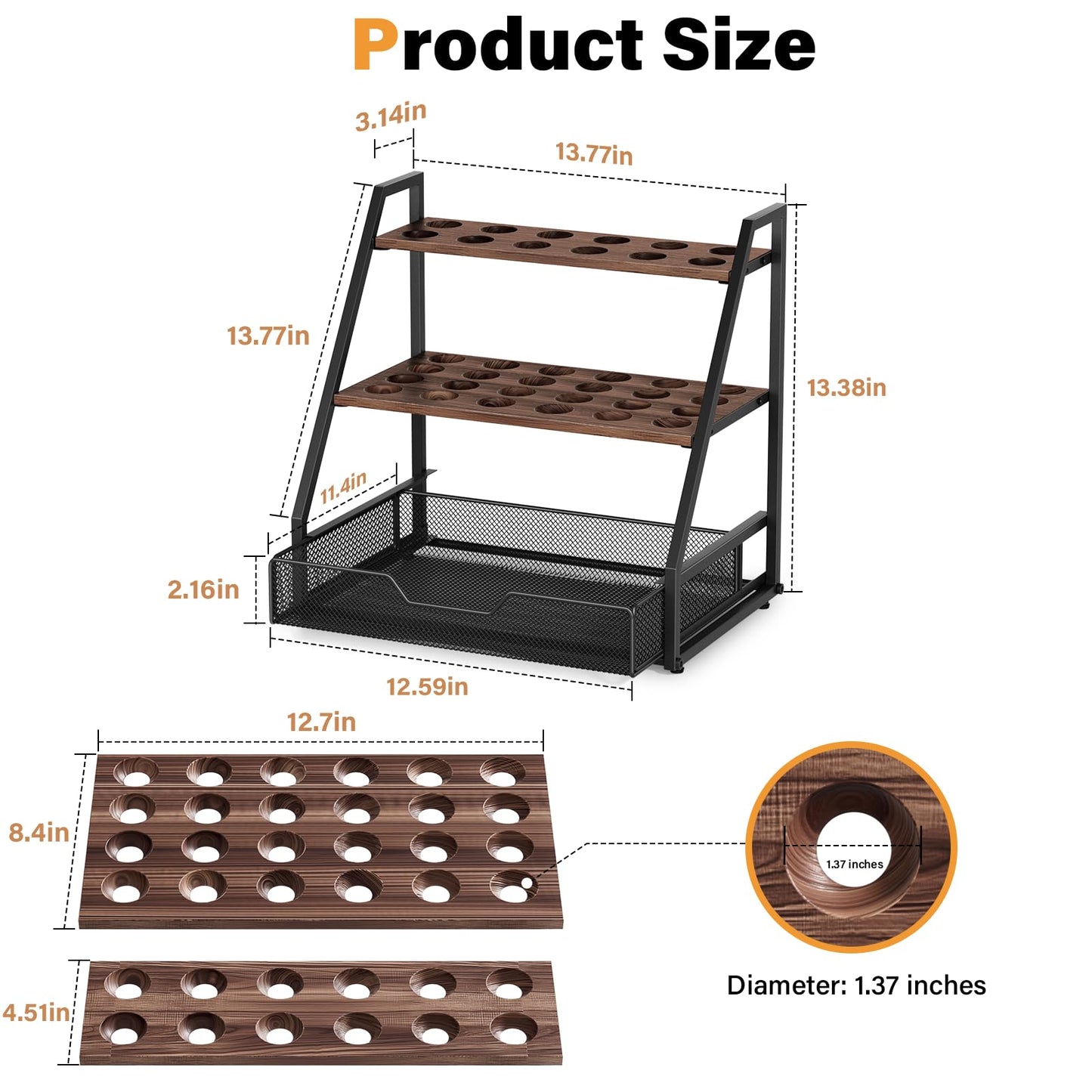 Wolera 3-Tier Wooden Fresh Egg Holder Countertop With Basket for 36+90 Eggs, Storage for Countertop with Carry Handle for Gathering 150+ Fresh Eggs