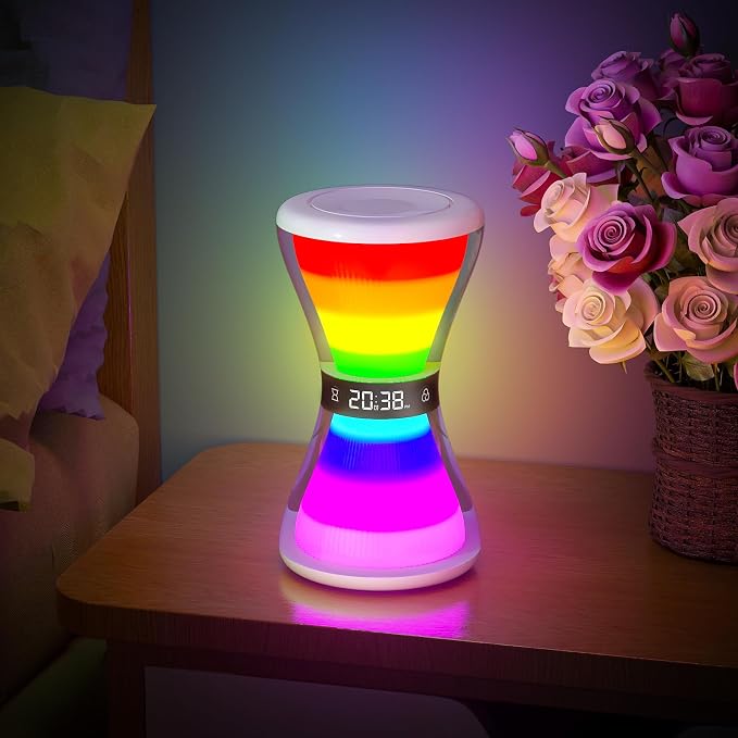 RGB Night Light Alarm Clock, Digital Alarm Clock with Hourglass Shape