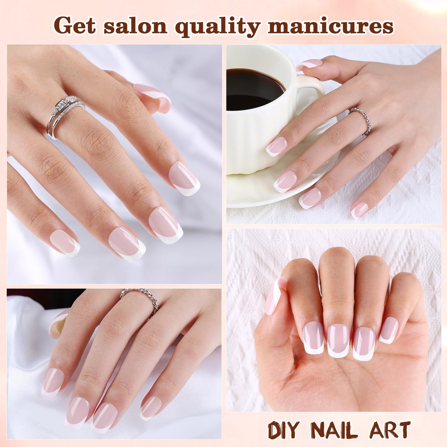 Dsixnails Press on Nails, Soft Gel Nail Tips, Long lasting Acrylic Fake Nails, No Need to File False Nail Tips Extension for Women Girl Nails (DF-zibai-6)