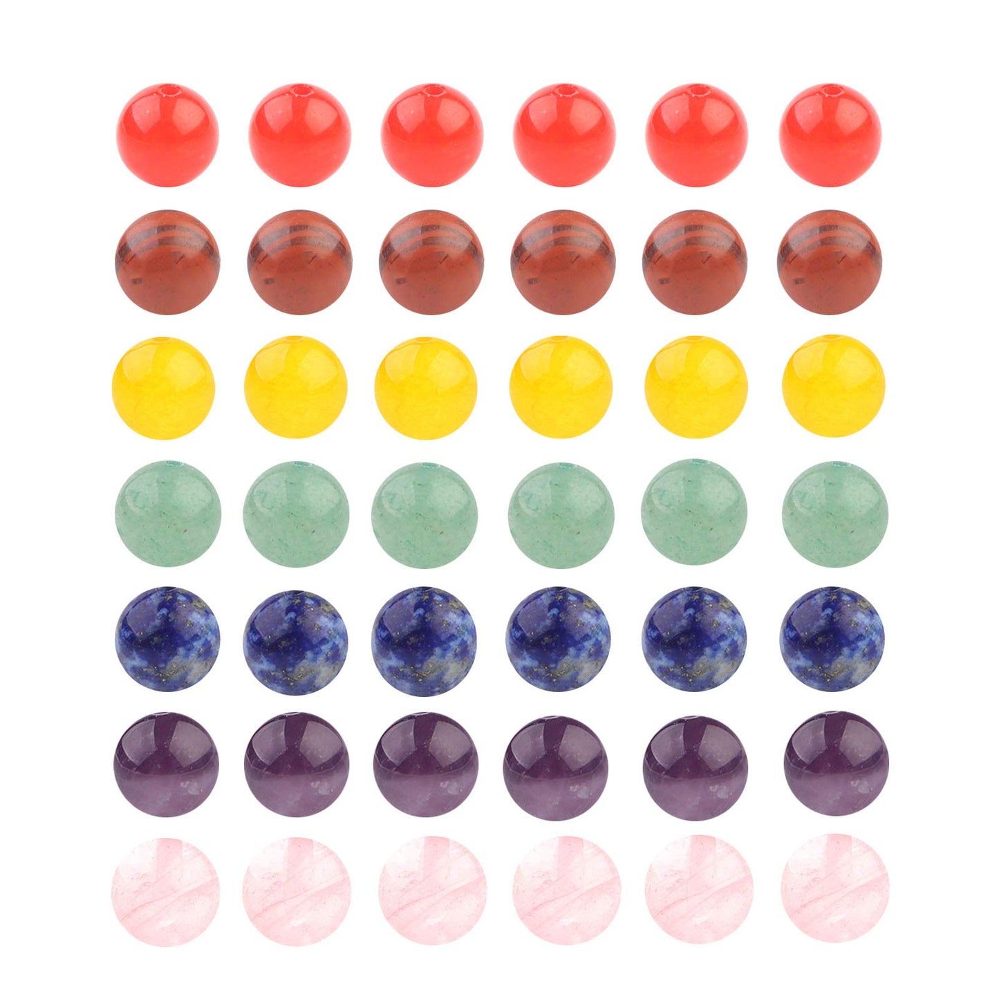 7 Chakra Gemstone Beads 8mm Polished Round Smooth Natural Chakra Stone 49pcs Healing Crystals and Stones for Jewelry Making Crafting 15Inch(7 Chakra Stone,8mm)