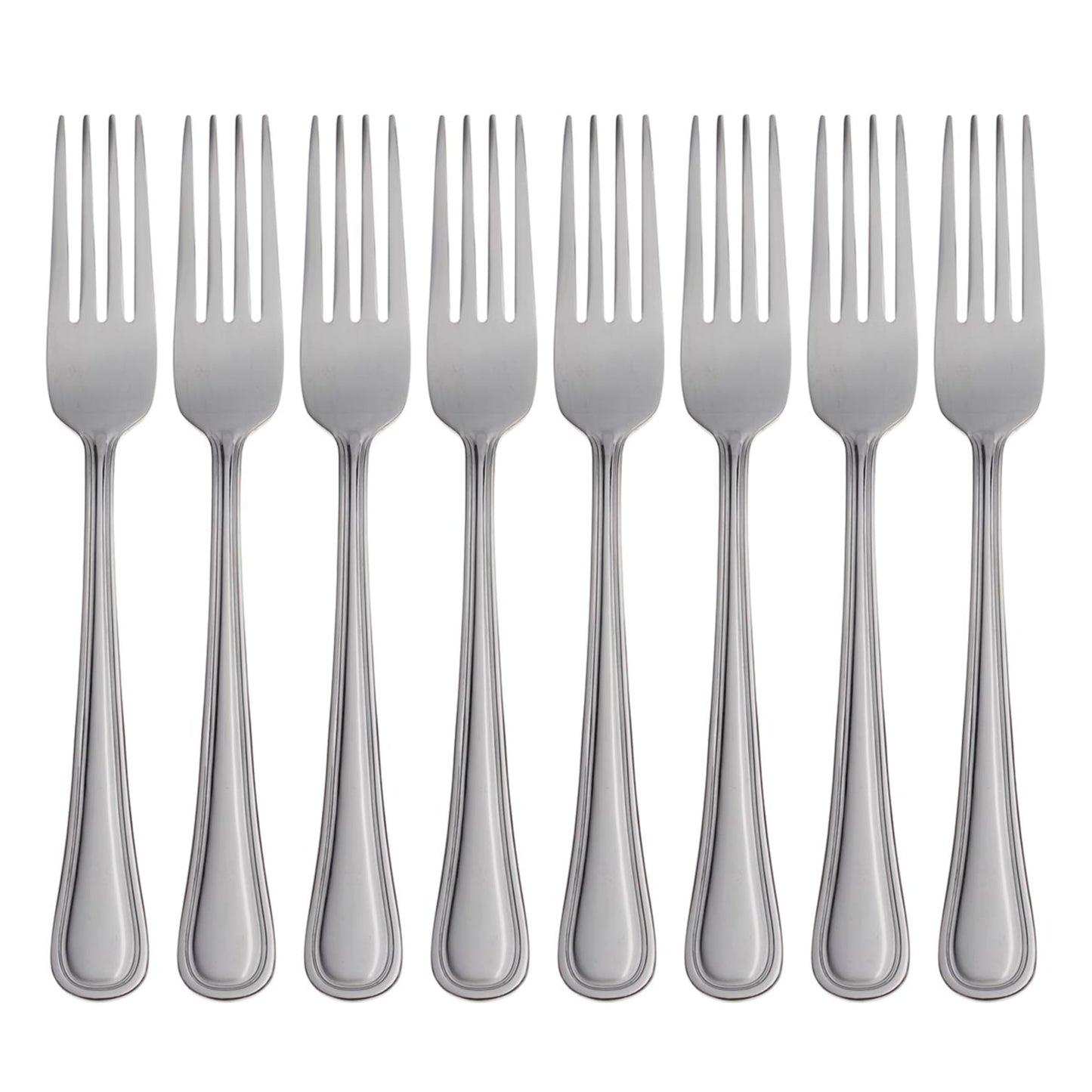 Oneida Silverware Set, Tress Everyday Flatware 8-Piece Dinner Forks Set, Service For 8, 18/0 Stainless Steel, Rust Resistant, Dishwasher Safe, Home And Kitchen Utensils (Silver, 8 Piece)