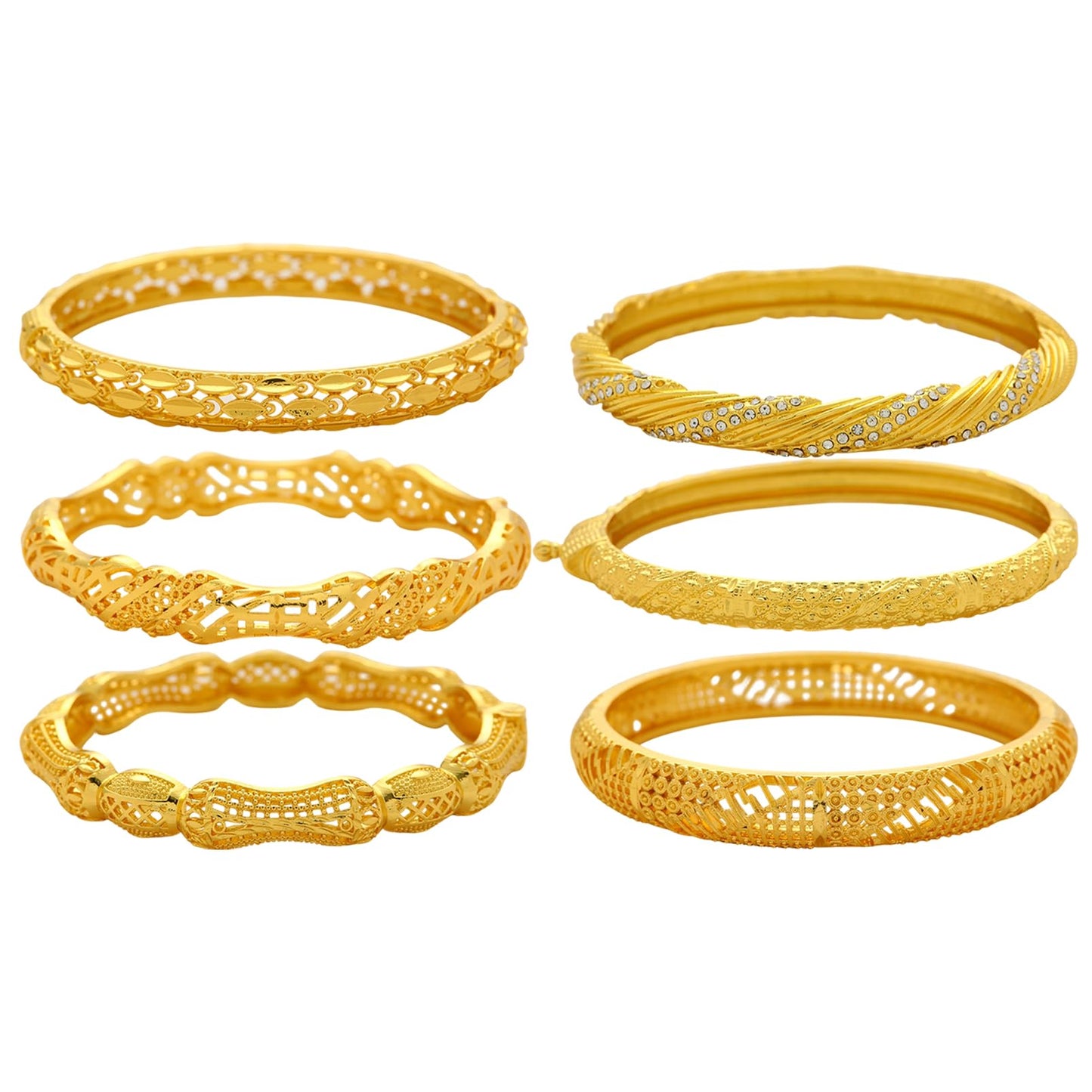 FIVESWEET 18K Gold Plated Women's Bangle Bracelet Set - Stackable Bulk Bracelets with Hollow Out Carving, Geometric Pattern, Flower & Butterfly Designs, Minimalist Stylish Elegant, Tarnish & Oxidation Resistant, Gift for Her Girlfriend Wife Mom Sister Lov