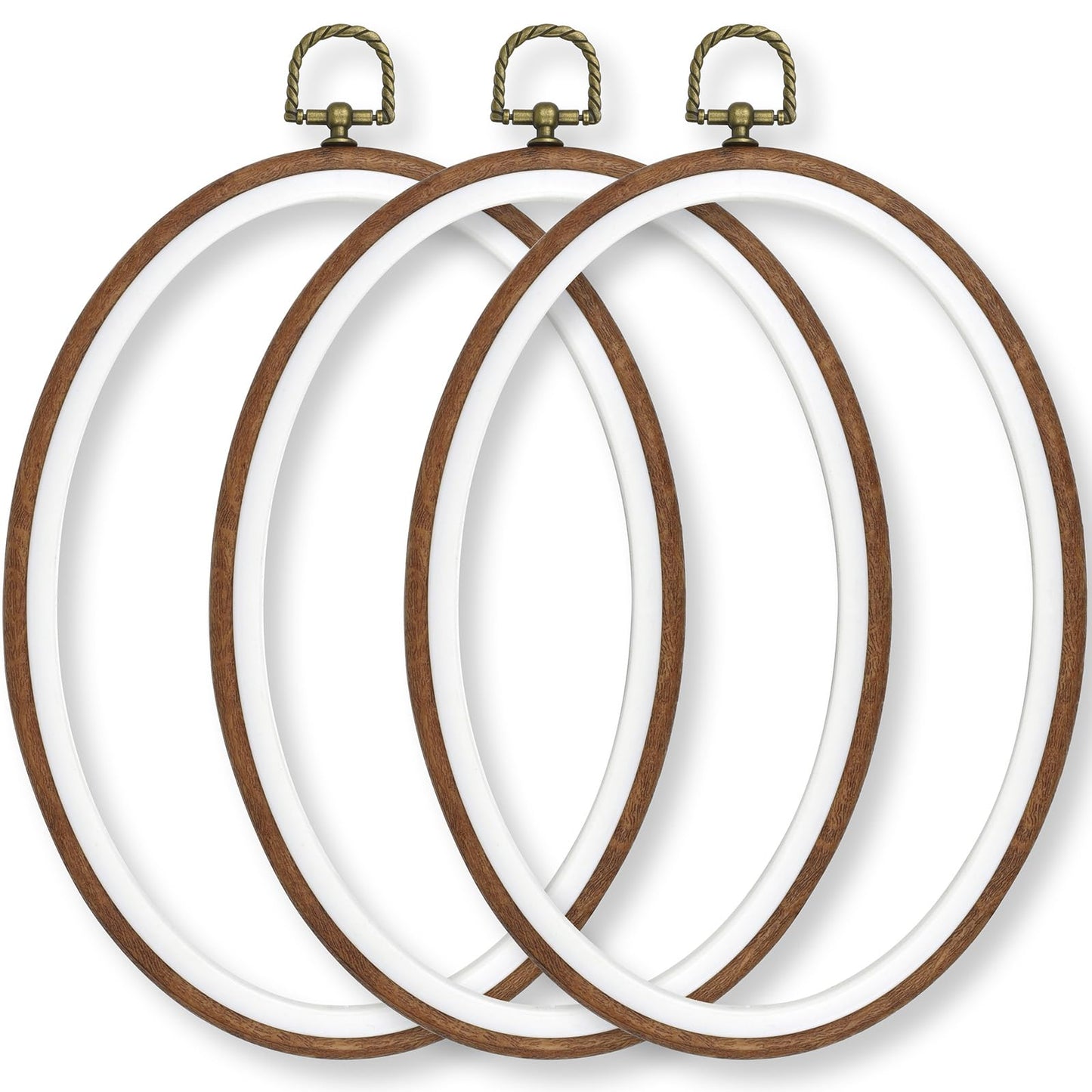 Celley Embroidery Hoops, Oval Wood-Look, 3 Pcs (Wood-Look, 7.3 X 5.8 Inches)