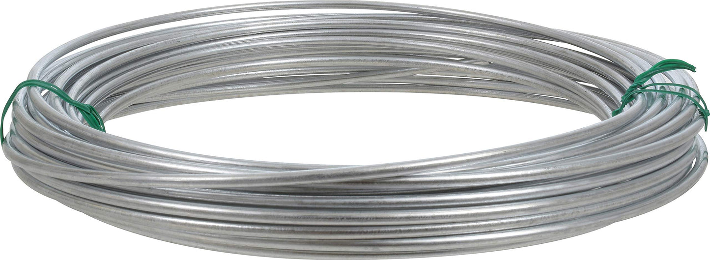 OOK Galvanized Solid Wire #9-50', 50-Foot Heavy-Duty Silver Wire for DIY Projects, Fencing, Gardening, and Household Uses, Rust-Resistant, Sturdy 9-Gauge Wire Holds Up to 165 Pounds, 534800