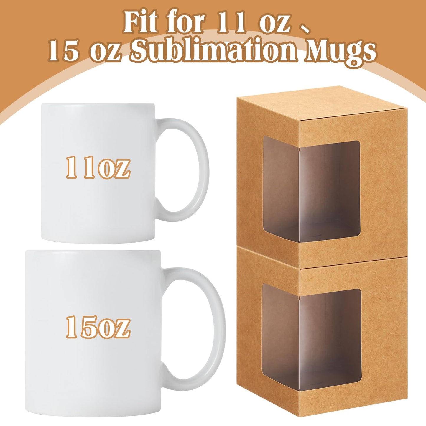Harloon 36 Pack Mug Boxes for Gifts Coffee Mugs Boxes Gift for Shipping Sublimation Transparent Wine Glass Gift Packaging Box for Blanks 11oz, 12oz, 15oz Wrapping(Brown)