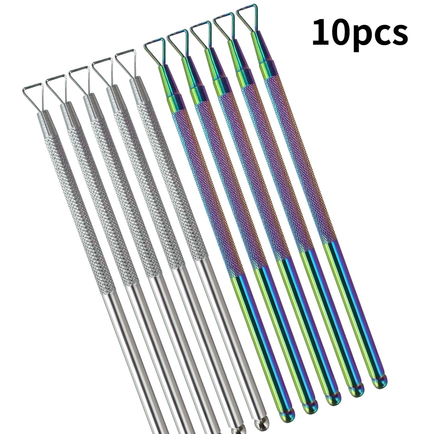 10Pcs Dual-Ended Nail Cuticle Pusher & Gel Polish Remover, Metal Nail Scraper Tool with Triangle Head, Professional Manicure Tool for Gel Removal, Cuticle Cleaning & Salon DIY Manicure