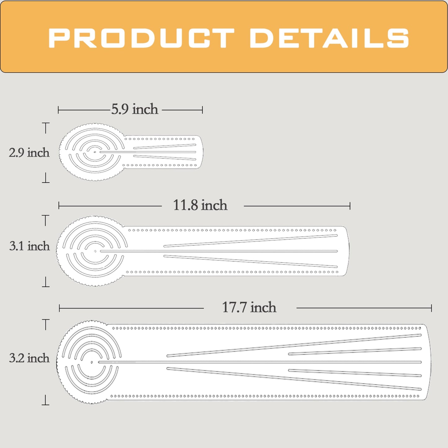 DAFENCHI 3-in-1 Mandala Ruler Tool with Holes, Mandala Dot Art Circle Maker, Compass Protractor Straight Dotting Ruler for Dot Art Geometric Mandala Pattern Design, 3 Sizes