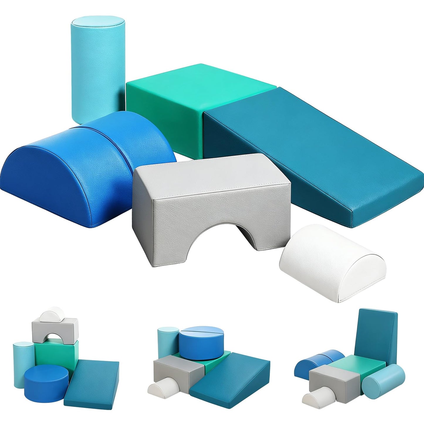 Kids Climbing Toys Foam Blocks: 6PCS PU Leather Foam Climbing Blocks for Toddlers - Soft Play Set Indoor Play Gym - Crawling Activity Play Structure for Preschoolers Playtime Corner Climber (Modern)