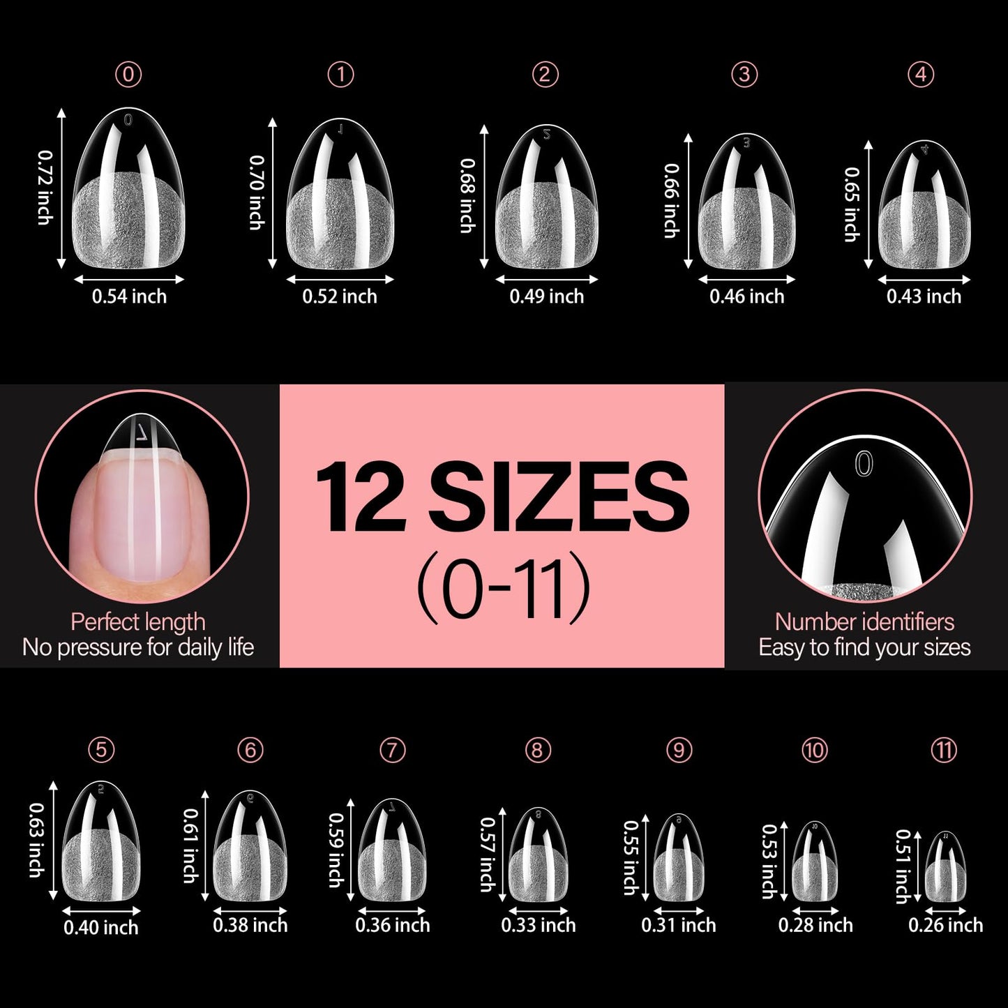 AILLSA Extra Short Almond Nail Tips for DIY Beginners - 12 Sizes 120pcs Half Matte False Nail Tips Pre-shaped Short Nails Tips, Acrylic Fake Press on Nails Extension
