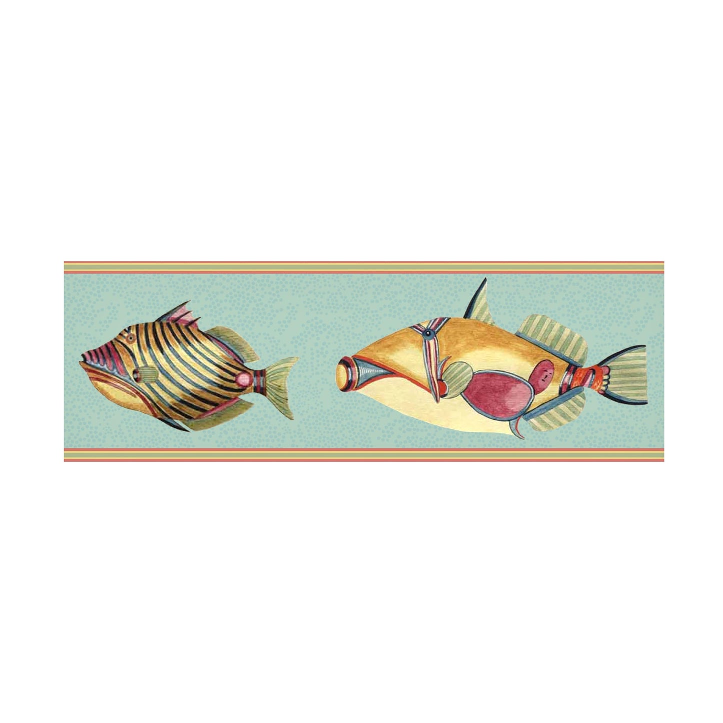Wrapped Canvas Wall Art - Gail Fraser 'Very Fishy Indeed - Horizontal Panel 6' Wall Art for Living Room, Bedroom, or Office Décor - 8x24
