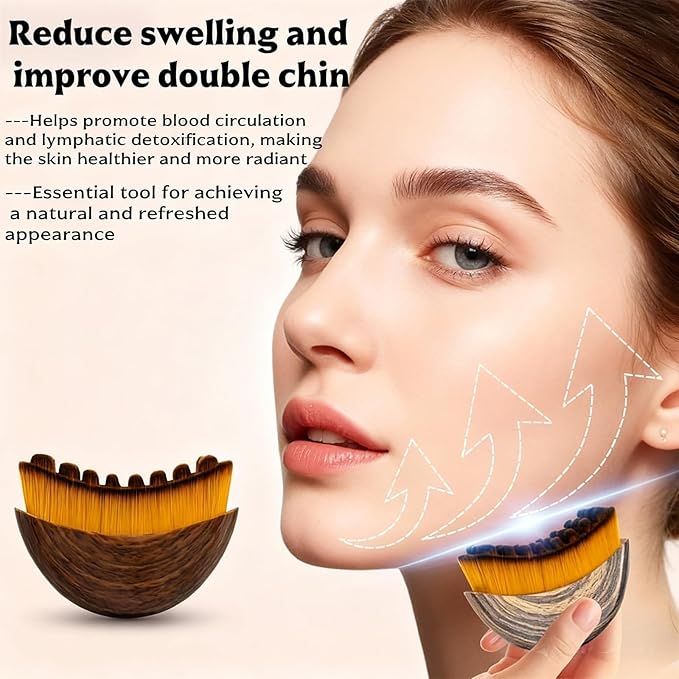 Lymphatic Contour Face Brush - Facial Sculpting & Anti-Puffiness Tool | Ultra Soft Dry Brush for Jawline Massage & Lymphatic Drainage | Ergonomic Design (1PC)