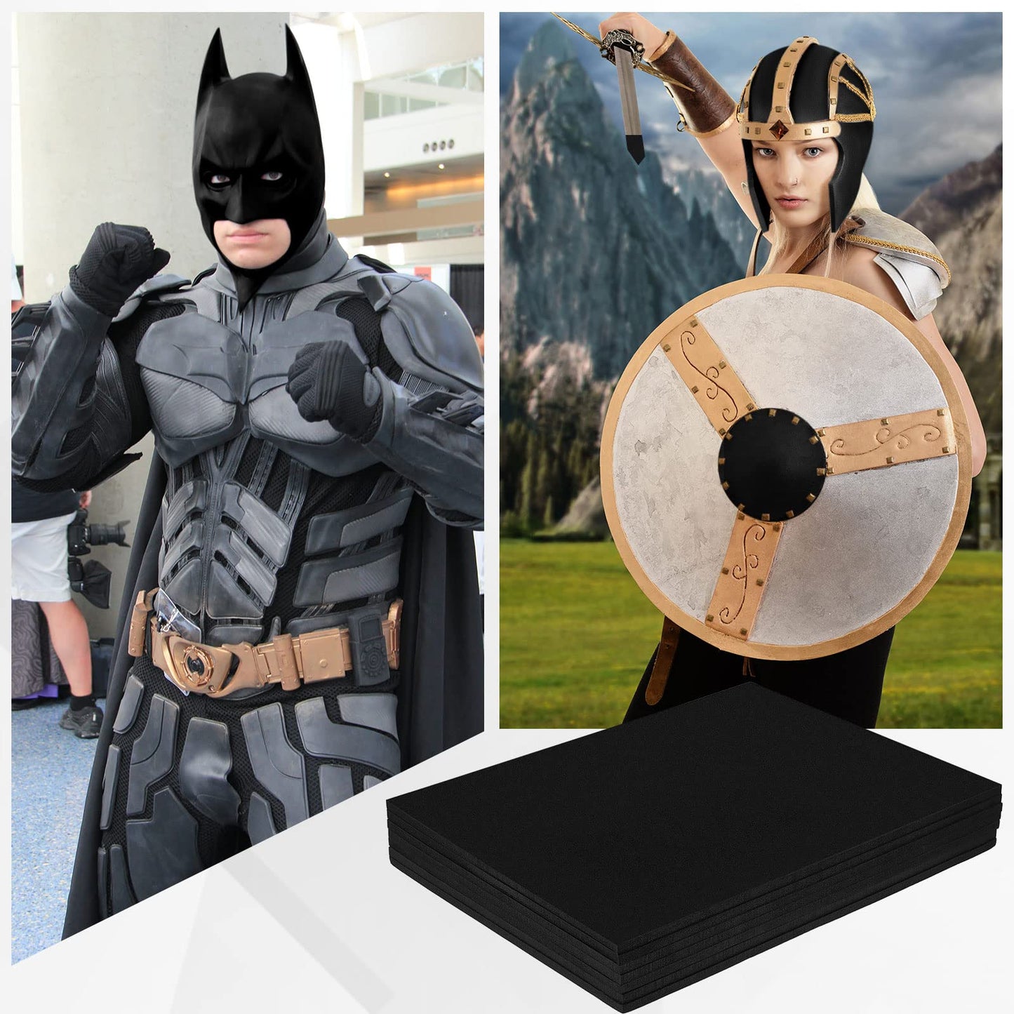 Patelai 30 Pcs Black EVA Foam Cosplay 6 mm Thick 9" x 12" EVA Foam Sheet Black High Density Sheet for Halloween Costume, Props, Armor, Masks, DIY, Craft Projects