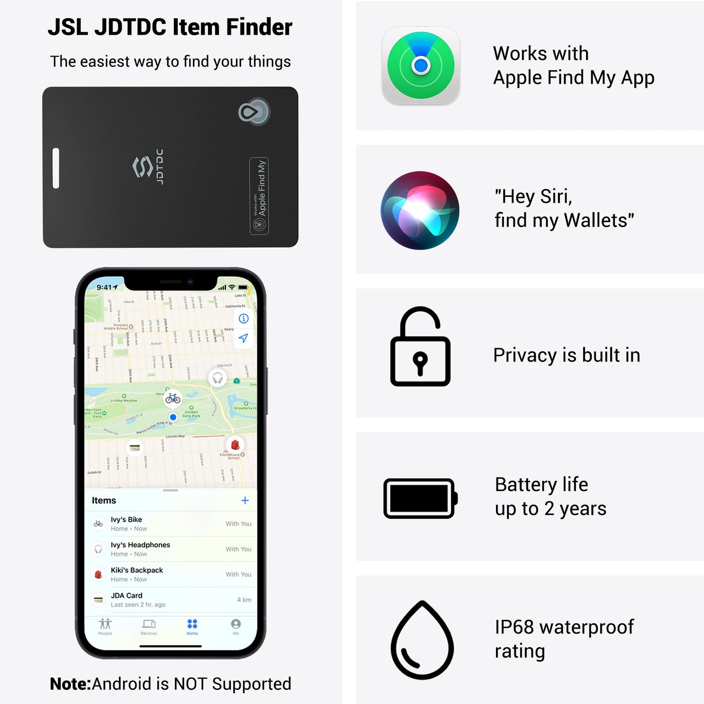 Tracking Card[Apple MFi Certified],Smart Tracker for Wallet Works with Apple Find My (iOS Only),Slim Wallet Tracker, Luggage & Passport,Smart Tracker for Wallet, IP68 Waterproof, 1 Pack