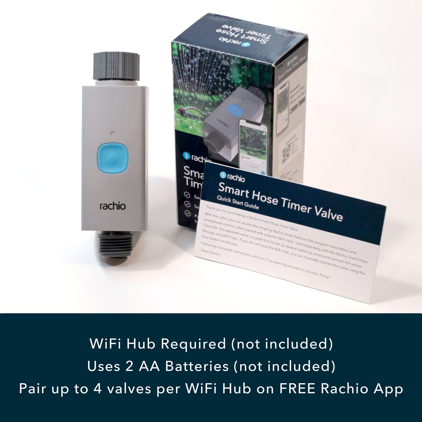 Rachio Smart Hose Timer (1 Valve Only) – App-Controlled Outdoor Faucet Timer, Quick Install & Scheduling, Expandable System - Requires WiFi Hub