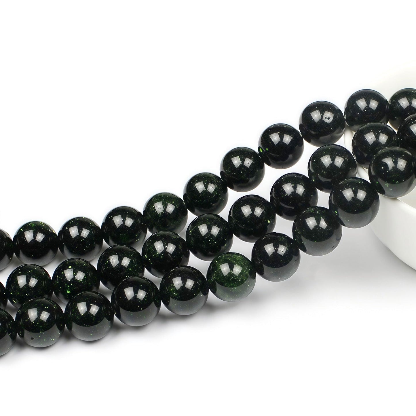 MJDCB Best Sellers Green Sand Stone Round Stone Beads for Jewelry Making DIY Bracelet Necklace (6mm)