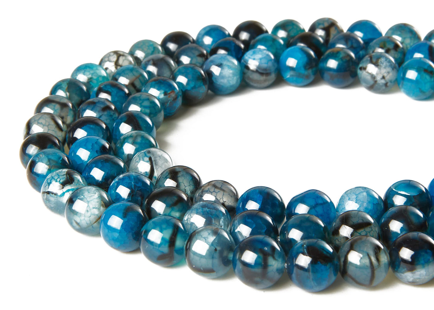 100pcs 6mm Blue Dragon Vein Agate Beads Natural Gemstone Beads Round Loose Beads for Jewelry Making