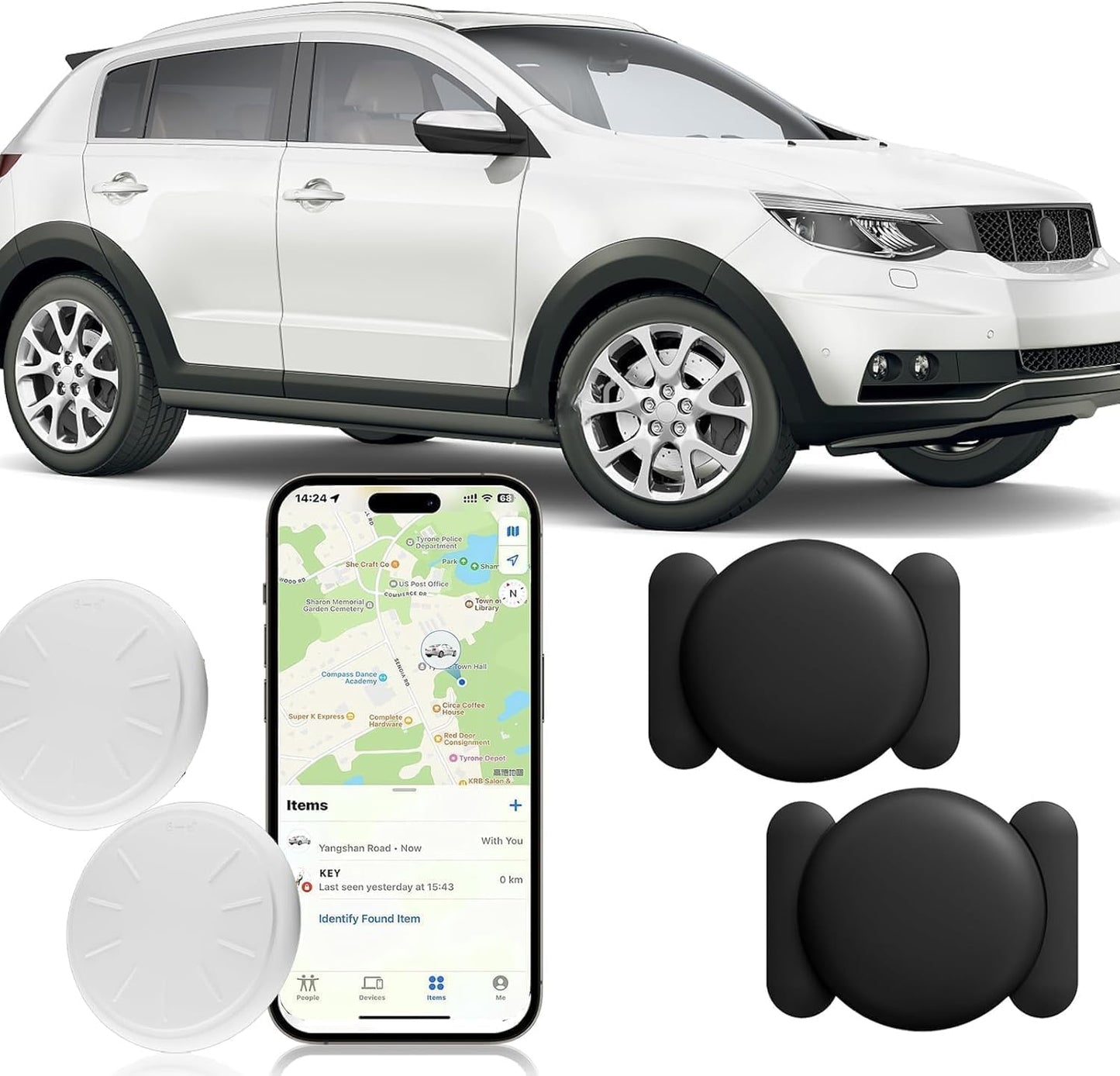 GPS Tracker for Vehicles,Real Time GPS Tracker for Car Work with Apple Find My(iOS Only),No Monthly Fee Hidden Mini Tracker Device for Vehicles (Black,2PCS)