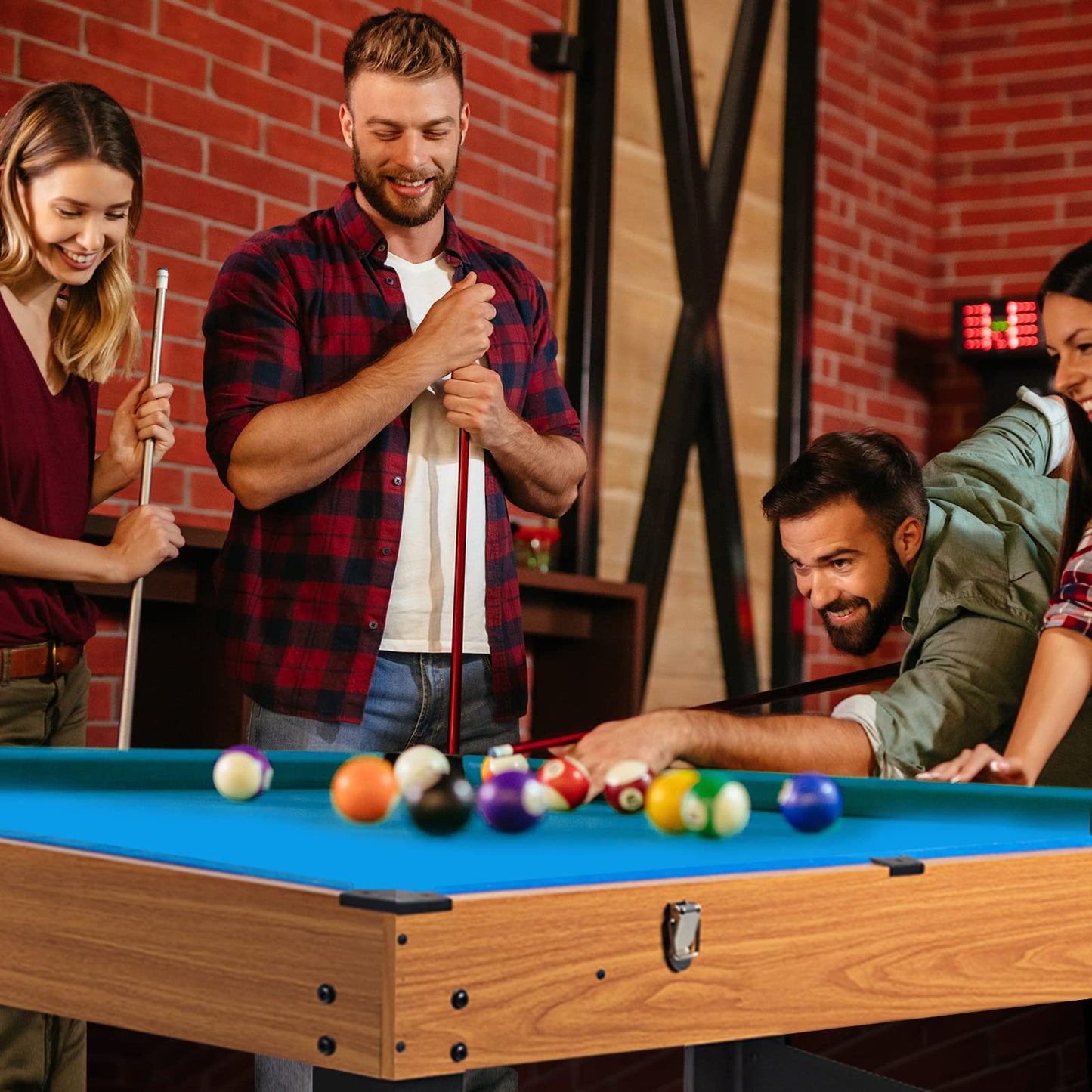 OFFICEJOY Multiple Foosball Table, 3 in 1 Game Table with Soccer, Sling, Horkey Game, 48" Combo Soccer Table for Kids, Adult, Party, Gatherings, Clubs, Game Room