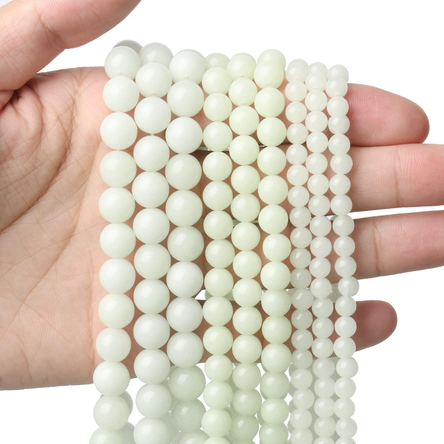 Yochus 60pcs Blue Luminous Beads，6mm Glow in The Dark Natural Stone Round Loose Beads for Jewelry Making Earring Necklace DIY Crafts