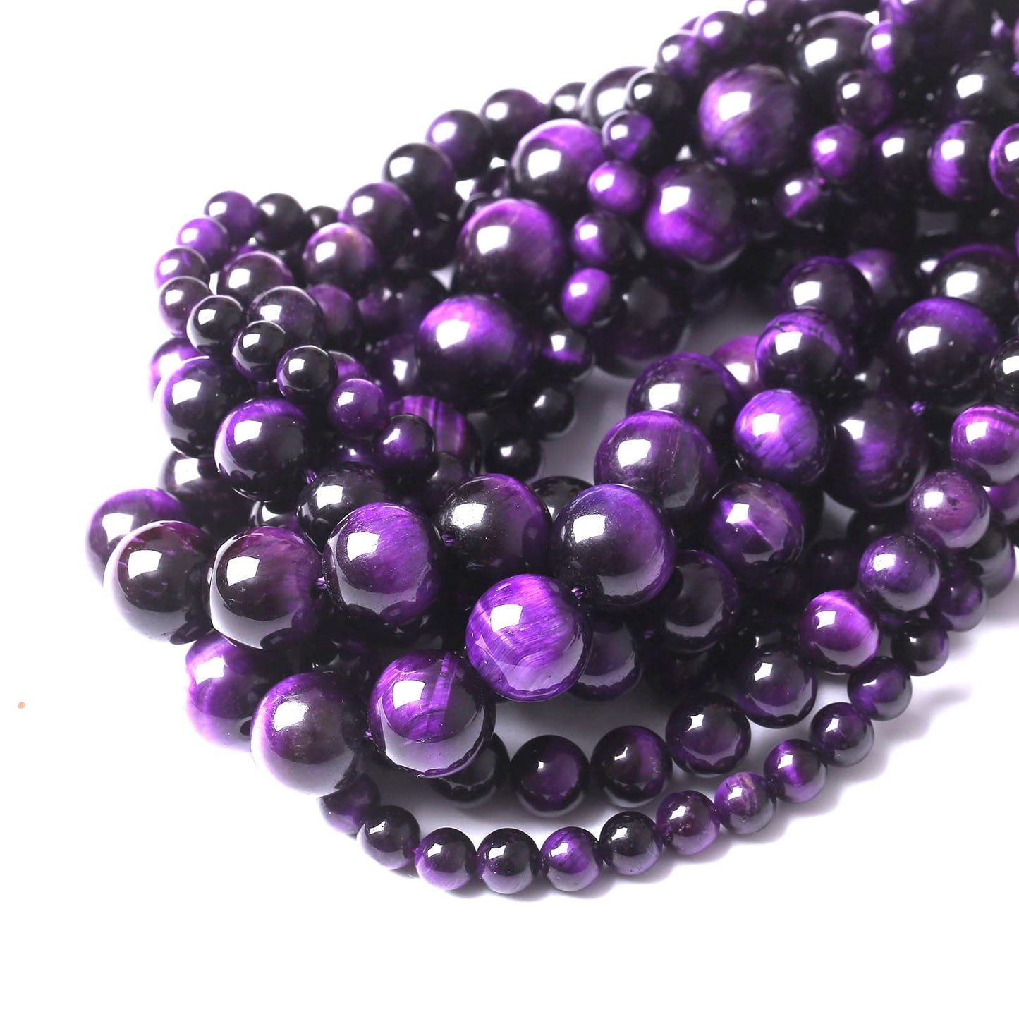 36PCS 10MM AAA Purple Tiger Eye Stone Beads Natural Gemstone Bead Crystal Healing Energy Jewelry Making DIY 15 inches