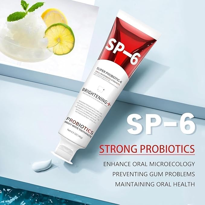 Sp-6 Probiotic,WhiteningToothpaste,ContainingProbiotic Whitening Fluorine-Free, Refreshing Mint Flavor, Whitening Toothpaste (2PC)