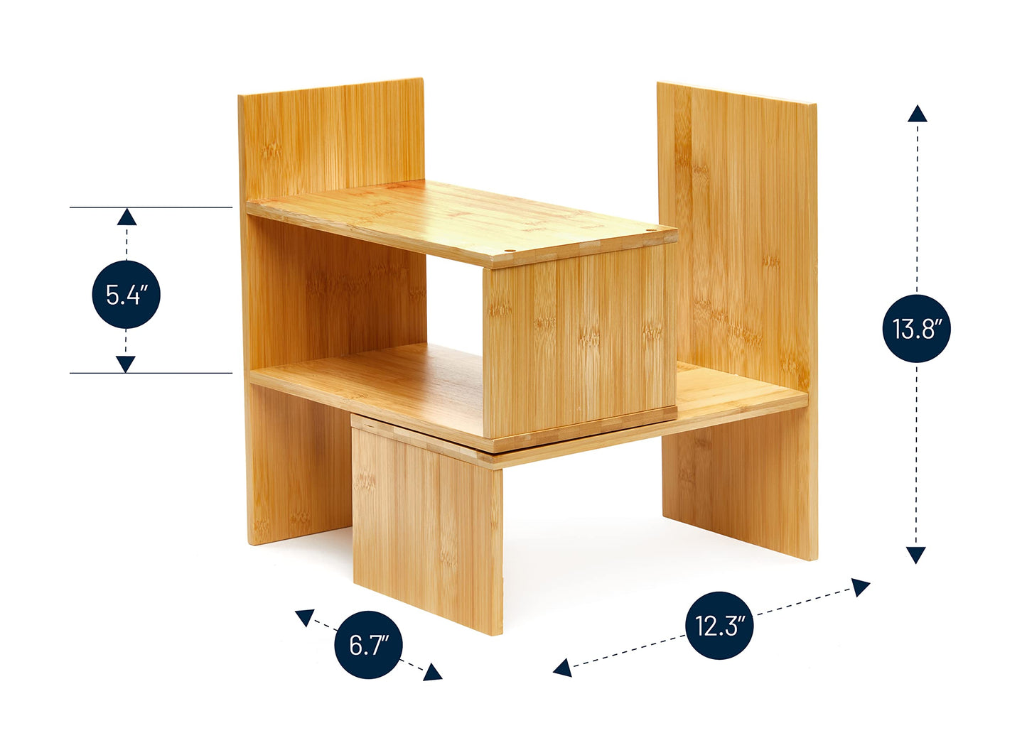 RoyalHouse Natural Bamboo Desktop Organizer, Attractive Design, Stand Shelf for Books, Accessories and More, Home D?cor, Ideal Gift for Family & Friends
