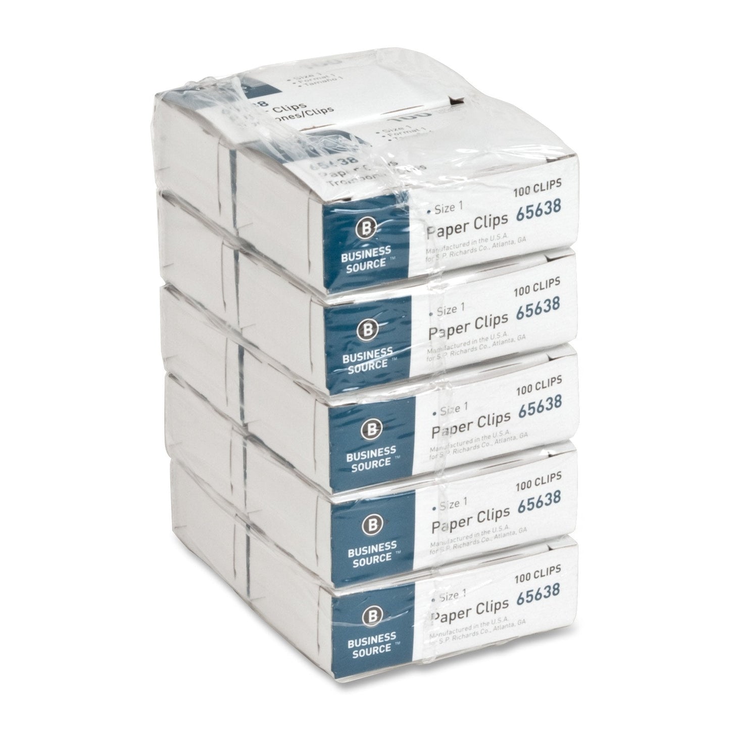 Business Source Paper Clips, Size 1, Regular, .033 Wire Gauge, 100/Box, 10 Boxes Total