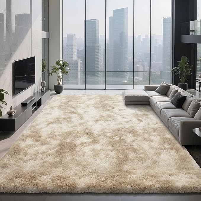 9X12 Large Area Rugs for Living Room Bedroom,Big Shag Rug for Bedroom Dorm,Soft Fluffy Indoor Carpet Nursery Rugs for Kids Girls Room Home Decor,Camel