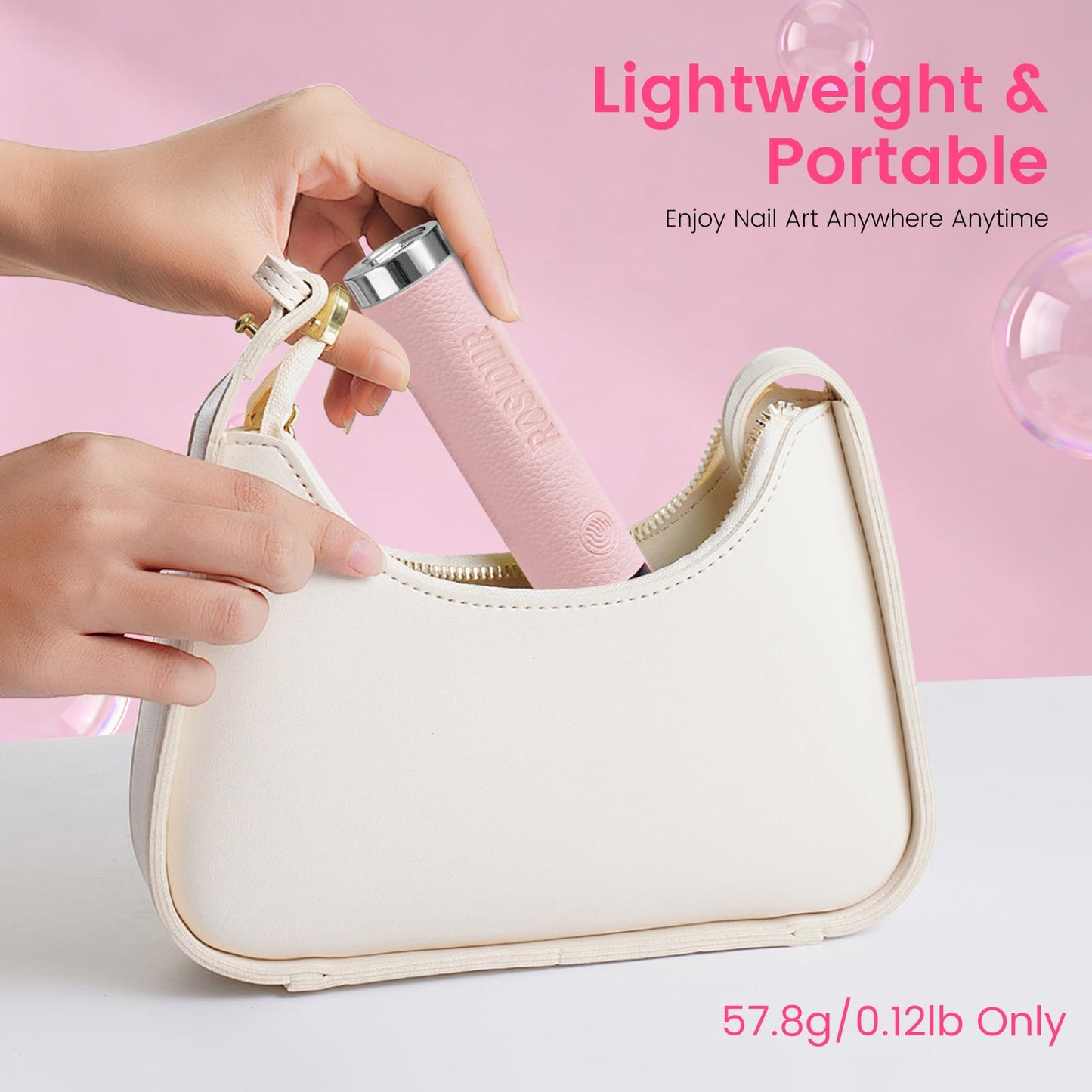 Rosiour Mini U/V Lamp for Gel Nails- Rechargeable Handheld Nail U V Led Curing Light with Stand- Flash Cure Fast Dry U/V Lamp with Auto Sensor for Home Manicure and Salon (Pink)