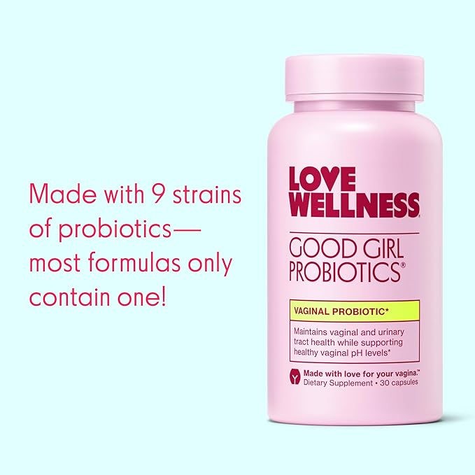 Love Wellness Good Girl Probiotics | Women's Vaginal Health Supplement | Vaginal Probiotics for Women pH Balance & Urinary Tract Health | Support Vaginal Odor & Flora | 30 Count