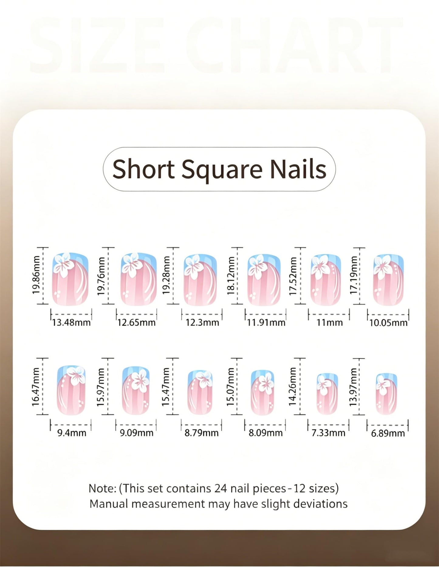 Press On Nails, French Tip Short Pointed Almond Fake Nails with UV Finish, 12 Sizes Quality False Nails, 24Pcs Reusable Press-On Manicure Set with Nail Glue for Women Pattern #06
