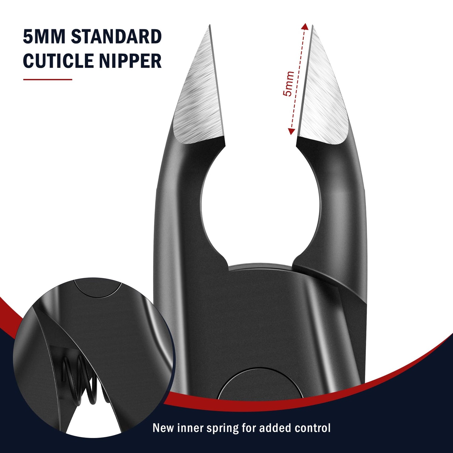 FVION Cuticle Trimmer – Professional Cuticle Nippers, Rubber Coated Handle Manicure Tools – Stainless Steel Cuticle Cutter for Nails (5mm), Dark