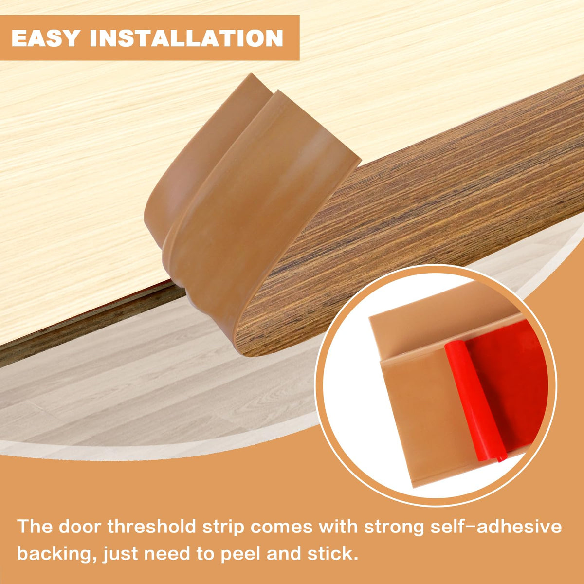 Vinyl Door Threshold Flooring Transition Strip Self Adhesive Carpet Edging Strip for Laminate Doorway Edge Threshold from 3 (3.3 Foot)