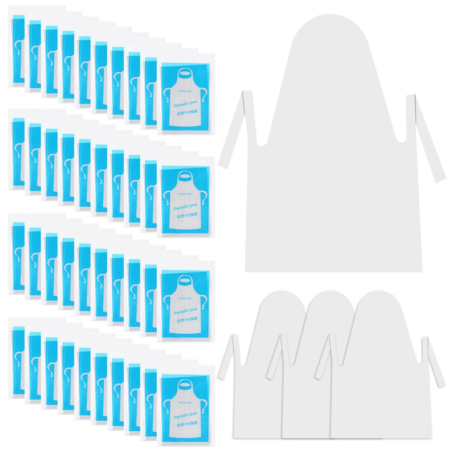 Yuanan 200 Pack Plastic Aprons Disposable Adults, Large Clear Painting Smocks for Adults Cooking, DIY Crafts, Parties(34 x 23 Inch)
