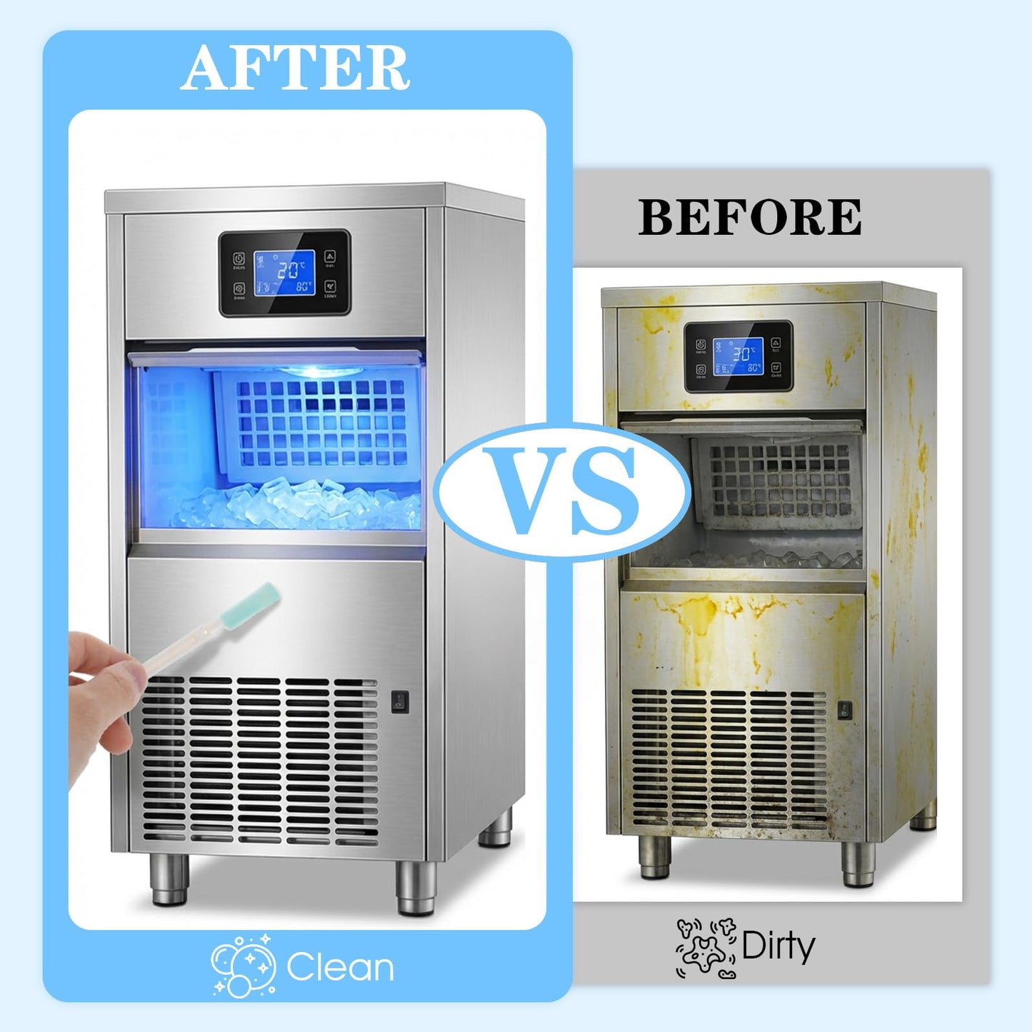 10PCS Ice Machine Cleaner Brush Sets, Small Cleaning Brush, Cleaning Brushes Small Spaces, Scouring Pads, Nylon Brushes, Sponge Brush, for Confined Spaces, Straws, and The Interior of Ice Makers.