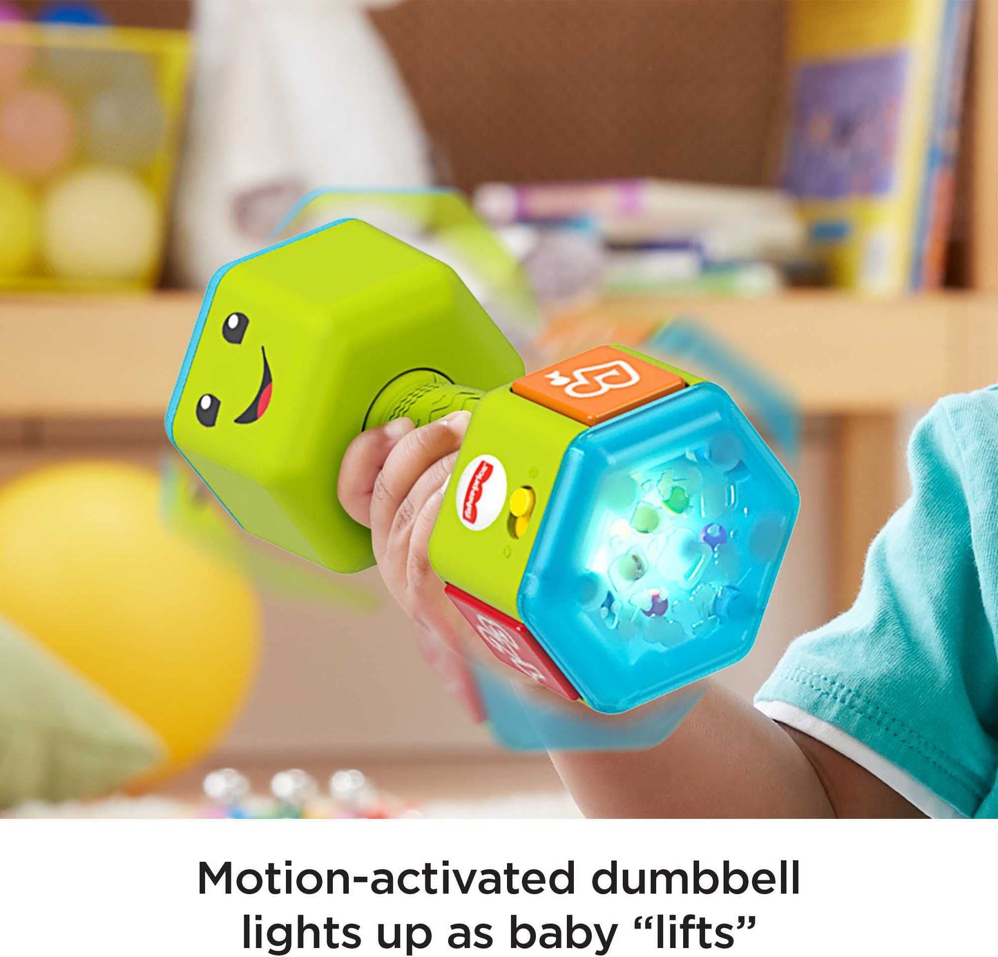 Fisher-Price Baby & Toddler Toy Laugh & Learn Countin’ Reps Dumbbell Rattle with Learning Lights & Music for Infants Ages 6+ Months