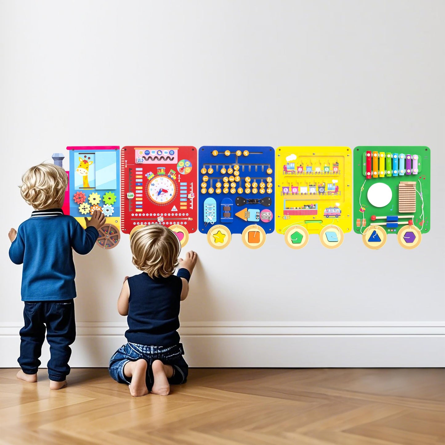 UREDISO Train Activity Wall Busy Board,Wooden Busy Board Train Activity Wall Panels,Montessori Sensory Wall Toys Panel for Kids, Learning Activity Center for Playroom,3 Years Old and Over