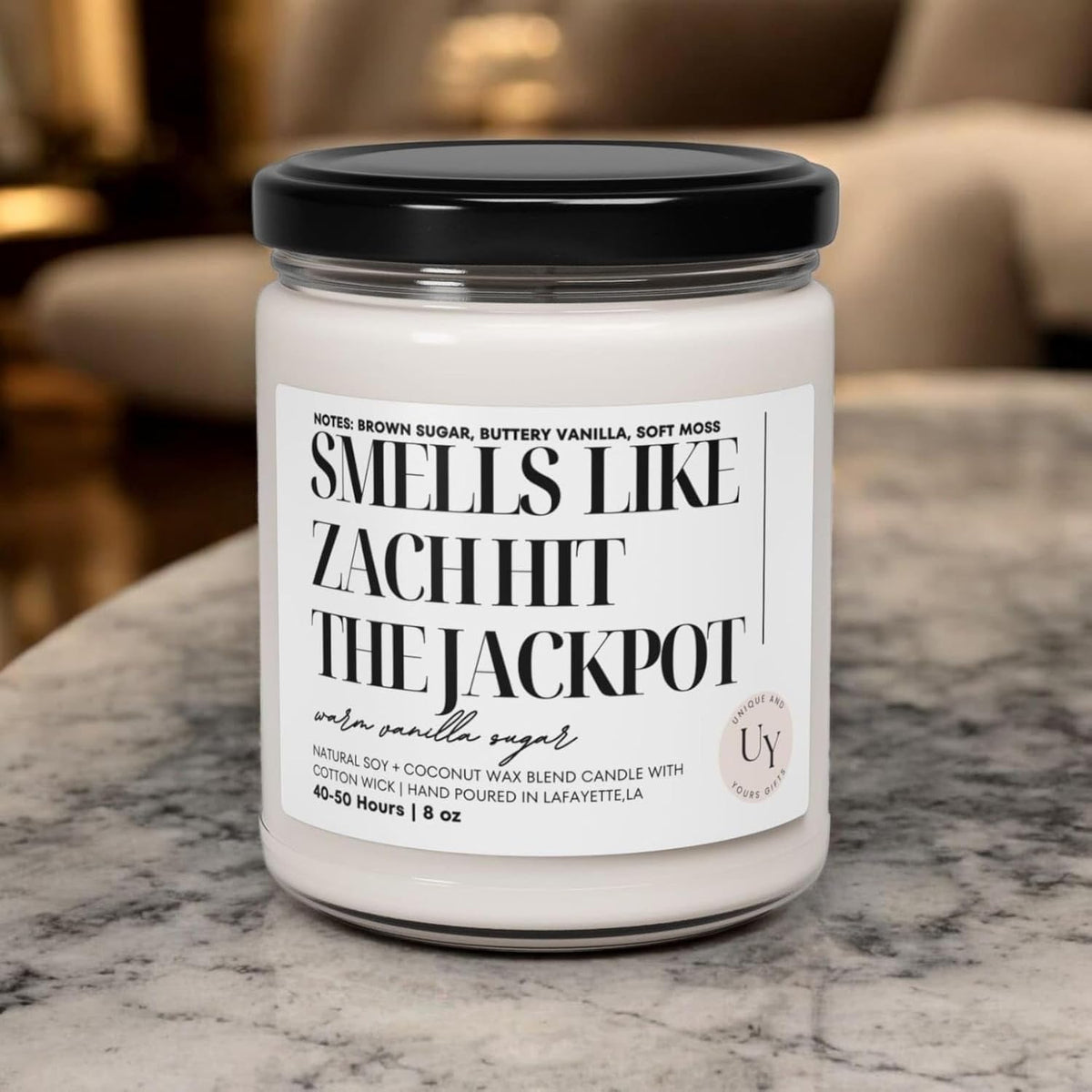Engagement Candle, Smells Like Jackpot, Funny Personalized Engagement Gift Party Favor, Custom Candle for Bride Groom or Wedding Party, Soy Wax Hand Poured, Handmade in The USA (Gingerbread Bliss)