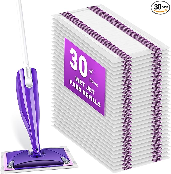 Disposable Wet Pads Refill for Swiffer WetJet Mop,30-Pack Multi-Surface Spray Mop Pad Refills for Floor, Bathroom, Kitchen, Living Room Cleaning, Super Strong Stains Absorption